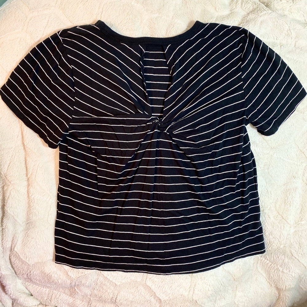 Nordstrom BP Twist Back Tee Top - Black Stripe